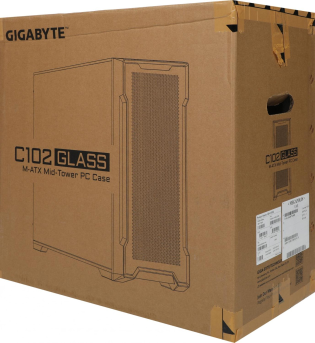 Корпус mATX Gigabyte C102B GB-C102G, Midi-Tower, без БП,  черный [28300-c102b-2crr]