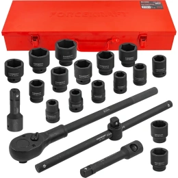 Набор инструментов Forcekraft ударные, 21пр, 3/4", в метал. кейсе FK-6212-5MPB(28167)