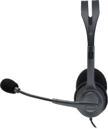 Гарнитура Logitech H111,  для контактных центров, накладные,  проводные, серый [981-000593]