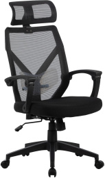 Кресло Cactus CS-MC414-BK, сетка/ткань, до 100кг, топ-ган, шарнирные подлокотники,  черный