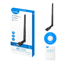 Адаптер Wi-Fi/ 1300Mbps High Gain Wi-Fi USB 3.0 Adapter, 802.11ac/a/b/g/n, 867Mbps at 5GHz + 400Mbps at 2.4GHz, 1 high gain detachable antenna, USB 3.0 WU1400