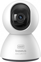 Видеокамера Baseus S0TV012132 Security P1 3K White (S0TV01) (разрешение: 3K (2560x1440), угол обзора: 105°, поворот: 360° горизонтальный, 90° вертикальный, ночное видение: ИК, детектирование движения: AI-определение человека + автослежение, двусторонняя а