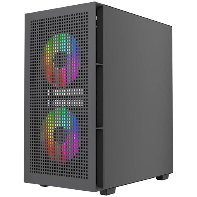Powercase Корпус Mistral SM05 ARGB, Tempered Glass, 3x120mm ARGB PWM fans, чёрный, mATX CMMSM05B-A3