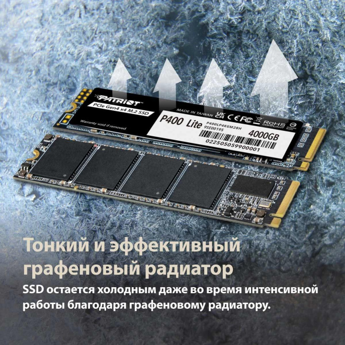 SSD накопитель Patriot P400 Lite P400LP1KGM28H 1ТБ, M.2 2280, PCIe 4.0 x4,  NVMe,  M.2