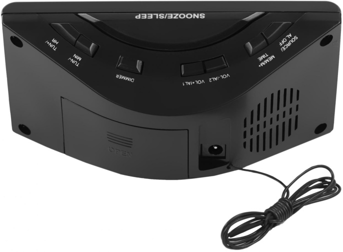 Радиобудильник Harper HCLK-1006 черный LED подсв:зеленая часы:цифровые AM/FM