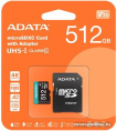 Флеш карта microSDXC 512GB A-Data AUSDX512GUICL10A1-RA1 Premier + adapter