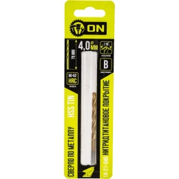 Сверло по металлу HSS TIN 4x75 мм, нитридтитановое покрытие On 14-21-040