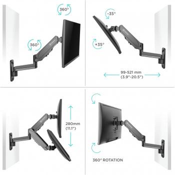 Кронштейн для телевизора Onkron G150 черный 13"-34" макс.8кг настенный поворот и наклон верт.перемещ.