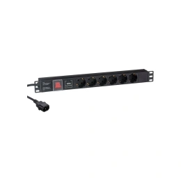 Блок розеток ExeGate ServerPro PDU-19H609 Al-6S-C14-2CU-SPD1 19 1U алюминий 6Schuko кабель с C14 2м SPD1. 280834