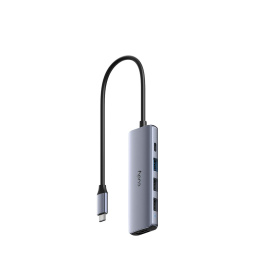 Концентратор CUDY  UH405  5-IN-1 USB-C Hub with 4K HDMI 5-IN-1 USB Hub, Aluminium housing,1 USB-C 3.0 5Gbps male connecter with 25cm cable, 1x 4K@30Hz HDMI Port, 1x 100W USB-C port for PD Charging, 1 USB-A 3.0 5Gbps Port, 2 USB-A 2.0 Data Ports,  compatib