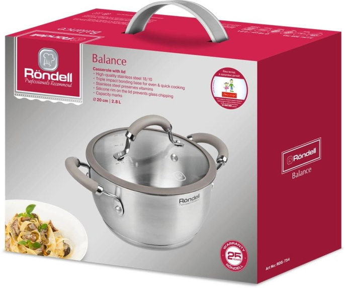 Кастрюля 2.8л Rondell Balance RDS-754, нержавеющая сталь, с крышкой