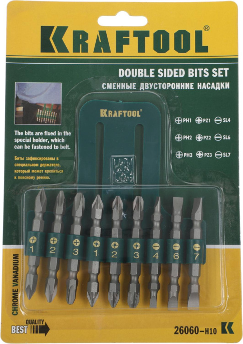 Набор бит Kraftool 26060-H10,  9шт
