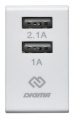 Сетевое зарядное устройство Digma DGWC-2U-3A-WG,  2xUSB-A,  15.5Вт, 3.1A, белый