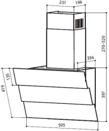 Вытяжка каминная LEX Rio G 600,  кнопочное управление,  черный [chti000369]