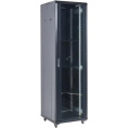 Шкаф коммутационный Rexant 04-2766-212 напольный 27U 600x600мм пер.дв.стекл металл 2 бок.пан. направл.под винты 800кг черный 230град. IP20 сталь