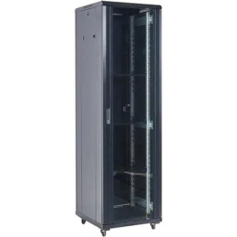 Шкаф коммутационный Rexant 04-2766-212 напольный 27U 600x600мм пер.дв.стекл металл 2 бок.пан. направл.под винты 800кг черный 230град. IP20 сталь