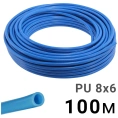 Трубка полиуретановая синяя PI TOOLS PU8-6-100, бухта 100 м, прямая до 8 бар, Арт. 4614
