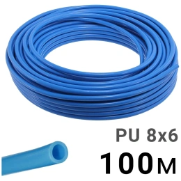 Трубка полиуретановая синяя PI TOOLS PU8-6-100, бухта 100 м, прямая до 8 бар, Арт. 4614