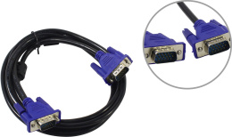 Bion Кабель VGA 15M/15M, экранированный, феритовые кольца, черный, 1.8м [BXP-VGA2-018]