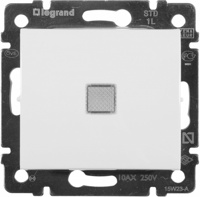 Выключатель Legrand Valena 1-клавишный, с индикацией, установка скрытая, IP20, белый [774410]