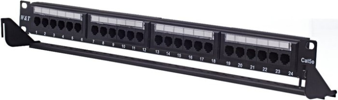 Патч-панель 19", 24 порта RJ-45, кат.5e, W&T Krone IDC, 1U WT-2178A-KR