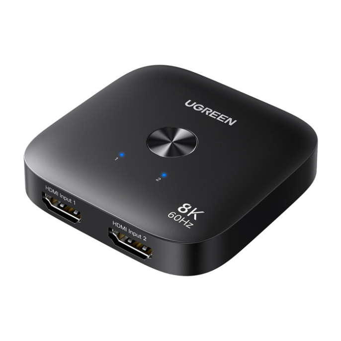 Переключатель UGREEN AW701 (65878) 2 in 1 8K@60Hz DisplayPort&USB-C Switcher. Цвет: черный