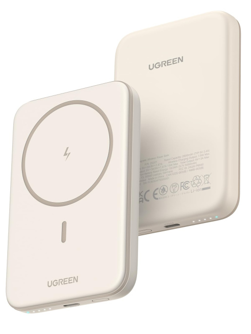 Внешний аккумулятор магнитный UGREEN PB560 25207 5000mAh Magnetic Wireless Power Bank 15W. Цвет: белый