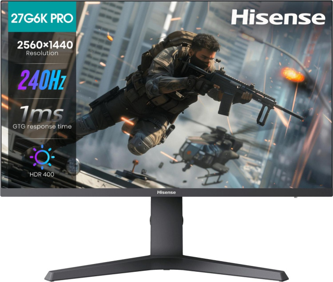 27" Монитор Hisense 27G6K-PRO,  2560x1440,  IPS,  240Гц,  2хHDMI,  1хDP,  черный