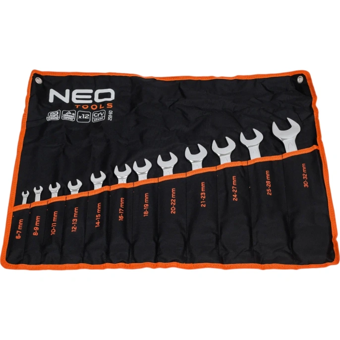 Двухсторонние ключи с открытым зевом NEO Tools 6-32 мм, 12 шт. 09-852