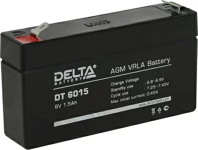 Аккумулятор 6В/1,5Ач для охранно-пожарных систем Delta DT 6015