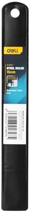 Линейка измерительная Deli DL8015Y,  15см,  из нержавеющей стали
