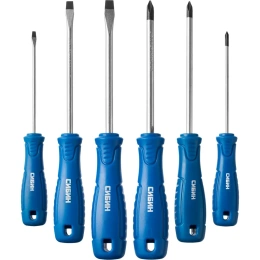 Отвертки с закаленным стержнем СИБИН в блистере, 6 предметов 25086
