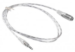 Кабель-удлинитель аудио Buro Jack 3.5 (m) -  Jack 3.5 (f),  1м, прозрачный [cab025-1m]