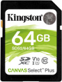 Карта памяти SDXC UHS-I Kingston Canvas Select Plus 64 ГБ, 100 МБ/с, Class 10, SDS2/64GB, 1 шт., без адаптера