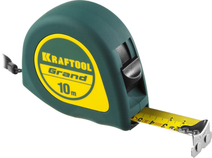 Рулетка строительная Kraftool Grand, 10м x 25мм, с магнитным зацепом [34022-10-25]