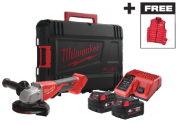 Промо-набор Milwaukee M18 BLSAG125XPDMC-402X (4933499460) (включает: аккумуляторная УШМ M18 BLSAG125XPD-402X, 2 аккумулятора M12 B2, зарядное устройство С12С, пуховый жилет Milwaukee)
