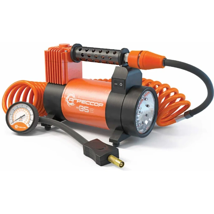 Металлический автомобильный компрессор 12V с LED фонарем Агрессор AGR-35L