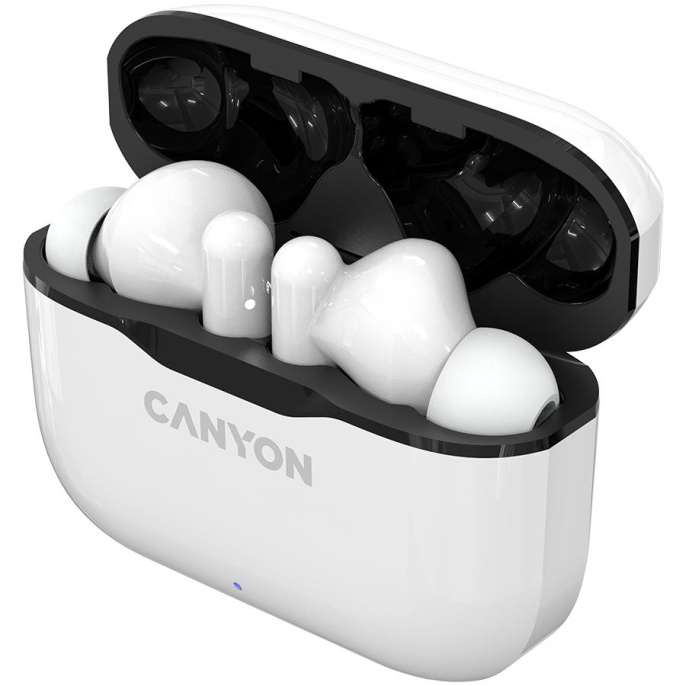 Наушники Canyon TWS-3, Bluetooth, внутриканальные, белый/черный [cne-cbths3w]
