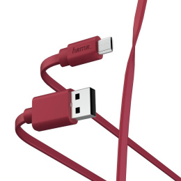 Кабель HAMA micro USB m - USB m , 1м, плоский, красный [00187227]