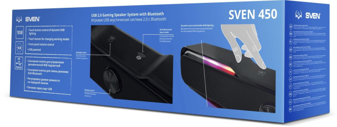 Саундбар Bluetooth Sven 450,  2.0,  черный [sv-020958]