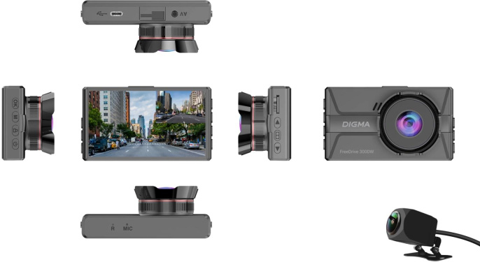 Видеорегистратор Digma FreeDrive 300DW,  черный