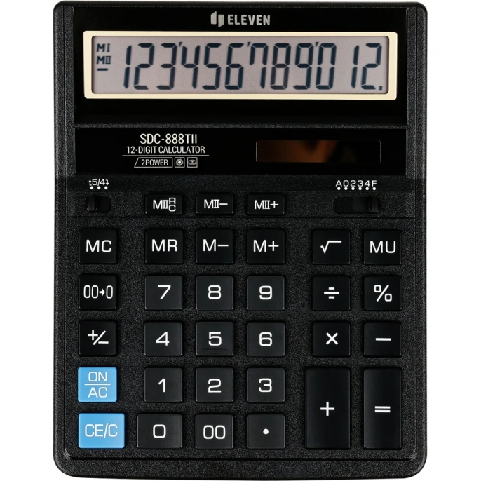 Калькулятор настольный Eleven SDC-888TII, 12 разрядов, двойное питание, 158х203х31 мм, черный 339221