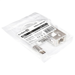 Кабель-адаптер ExeGate EXE-725C-45 USB3.0 Type C -- 1xRJ45 UTP 100Mbps/1000Mbps/2.5Gbps, Realtek Chipset RTL8156, корпус алюминиевый, серебристый EX296216RUS