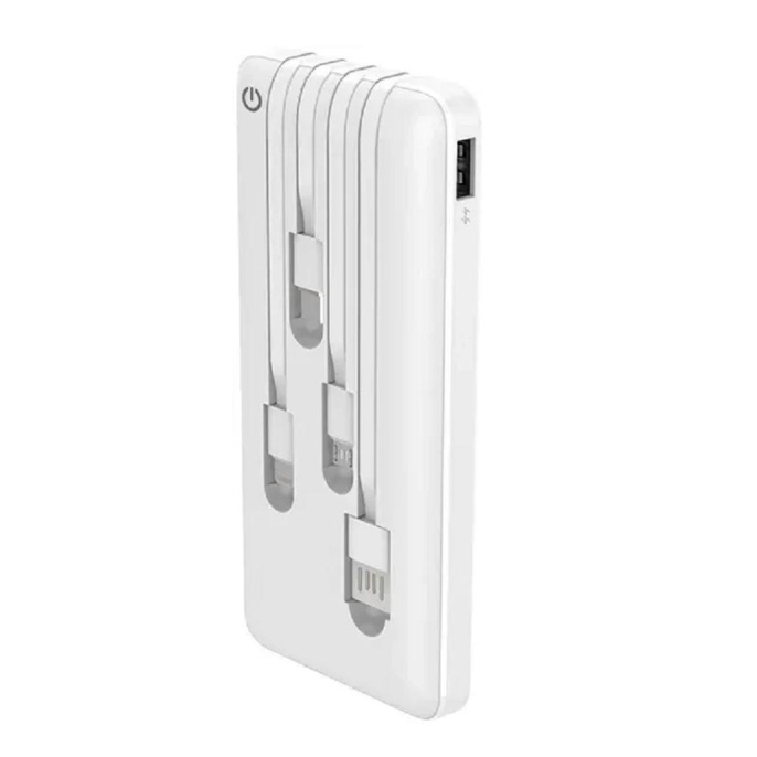 Perfeo Powerbank ABSOLUTE 10000mah In Micro usb,USB /Out USB,Micro usb,Type-C,Lightning, 2.1А/ White PF_B4879