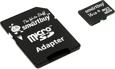 Карта памяти SmartBuy SB16GBSDCL10-01 microSDHC 16Gb Class10 + microSD-- SD Adapter