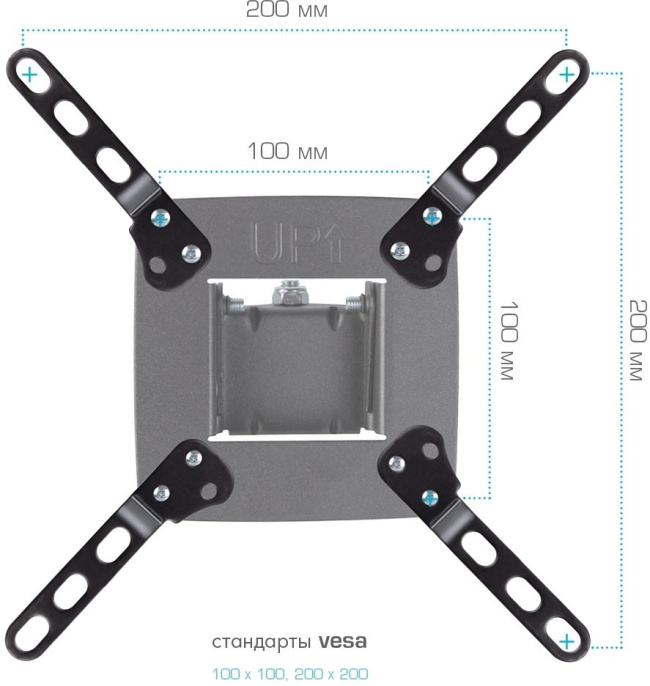 Кронштейн-адаптер для телевизора Kromax ADAPTER-200, 33-43", настольный, фиксированный,  черный [90373]