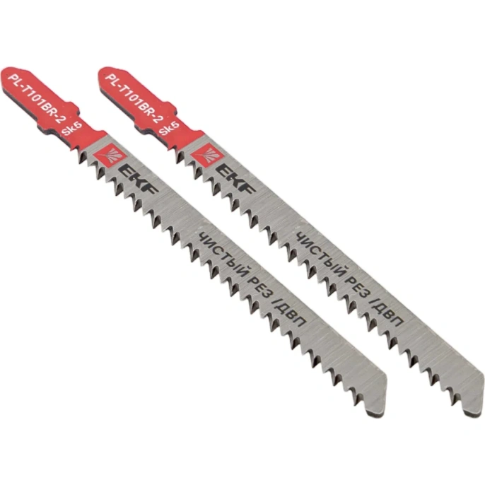 Пилки для электролобзика Expert обратные T101BR, чистый рез по ДВП, SK5, 2 шт EKF pl-t101br-2