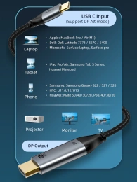 Кабель CABLETIME CC21L (CT-CMDP8K-AG2) 2 м, USB TYPE C - DisplayPort 8K/60 Гц