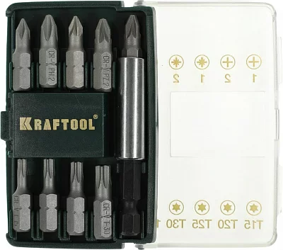 Набор бит Kraftool 26130-H10 (10пред.) для шуруповертов/дрелей