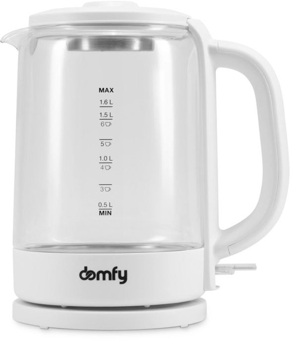 Чайник электрический DOMFY DSW-EK304, 1.6л, стекло/пластик